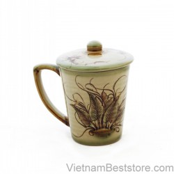 Tea Cup large with drawing dragonfly