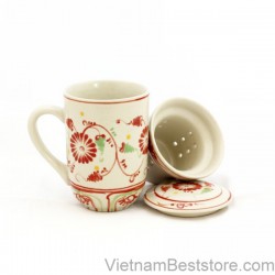 Mug Tea & Filter Set - Red Chrysanthemum Flower 