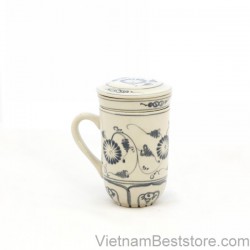 Mug Tea & Filter Set - Blue Chrysanthemum Flower 