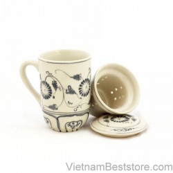 Mug Tea & Filter Set - Blue Chrysanthemum Flower 