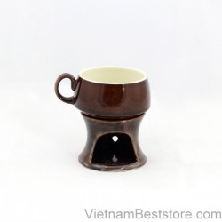 Cups with stove keep warming - Brown Eel skin