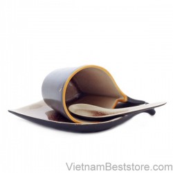 Cup Espesso with design mango leaves dish